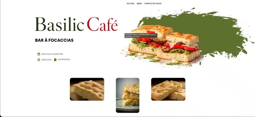 Aperçu du site Basilic Café